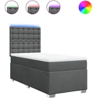 vidaXL Lit boxspring avec matelas gris foncé 90x200 cm Tissu