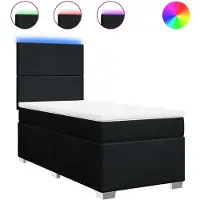 vidaXL Lit boxspring avec matelas noir 90x200 cm Tissu