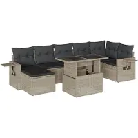 vidaXL Ensemble de jardin canapé 8 pièces avec coussins gris clair Poly rotin