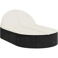 vidaXL Bain de soleil double avec coussins Noir Poly Rattan