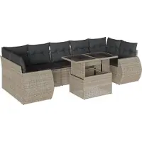 vidaXL Ensemble de jardin canapé 8 pièces avec coussins gris clair Poly rotin