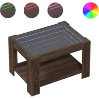 vidaXL Table basse LED marron imitation chêne 73x53x45 cm Matériau dérivé du bois