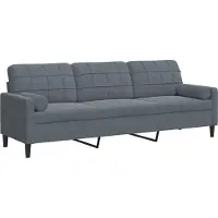 vidaXL Canapé 3 places avec oreillers gris foncé 210 cm velours