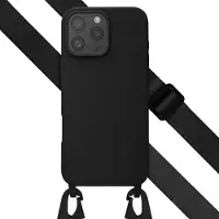 Selencia Coque silicone avec cordon amovible Apple iPhone 16 Pro Max - Noir