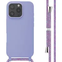 IMoshion Coque en silicone avec cordon pour Apple iPhone 16 Pro - Violet