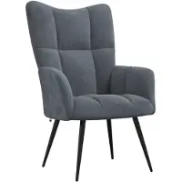 vidaXL Fauteuil "Gückingen" en velours (100% polyester), acier en gris foncé. Dimensions (l/h/p) 61x96x70 cm