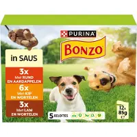 Bonzo Purina (Friskies) au bœuf, au poulet, à l'agneau en sachet pâtée en sauce pour chien