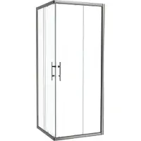 Linie Cadiz coin douche avec entrée d'angle avec double porte coulissante 80 x 80 cm Verre transparent profil Brushed Chrome