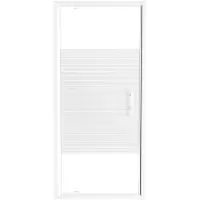 SanyOne Anton porte pivotante 90 cm x 190 cm verre À rayures profil blanc brillant
