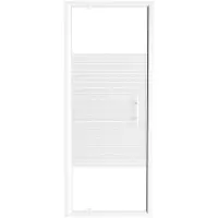SanyOne Anton porte pivotante 80 cm x 190 cm verre À rayures profil blanc brillant