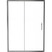 Linie Cadiz porte coulissante 140 cm x 190 cm verre transparent profil Brushed Chrome