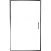 Linie Cadiz porte coulissante 120 cm x 190 cm verre transparent profil Brushed Chrome
