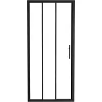 Linie Cadiz porte coulissante en trois parties 90 cm x 190 cm verre transparent profil noir mat