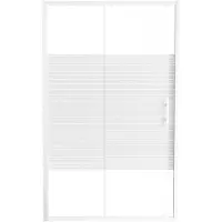 SanyOne Anton porte coulissante 120 cm x 190 cm verre À rayures profil blanc brillant
