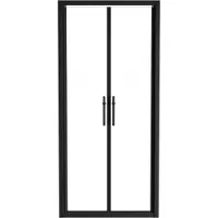 Linie Cadiz porte battante 90 cm x 190 cm verre transparent profil noir mat