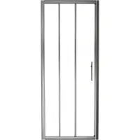 Linie Cadiz porte coulissante en trois parties 80 cm x 190 cm verre transparent profil Brushed Chrome