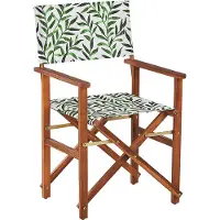 Beliani Lot de 2 chaises de jardin et 2 tissus de remplacement Bois d'acacia foncé avec motif feuilles de cinéma blanc Lumarko