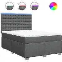 vidaXL Lit boxspring avec matelas gris foncé 140x190 cm Tissu