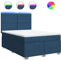 vidaXL Lit boxspring avec matelas bleu 140x190 cm Tissu