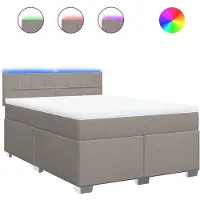 vidaXL Lit boxspring avec matelas Taupe 140x190 cm Tissu