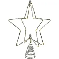 Kaemingk Étoile décorative - - Treetopper - Métal argenté - Micro LED blanc chaud - Fonctionne avec piles