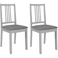 vidaXL 2 pcs Chaises à dîner avec coussins Gris Bois solide