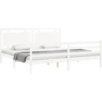 vidaXL Lit en bois massif avec tête de lit blanc 200x200 cm
