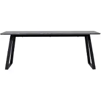 Ebuy24 Malaga table de salle à manger marbreReproduction 90x200cm gris foncé,noir.
