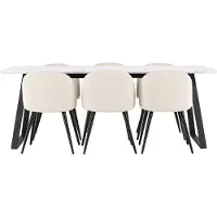 Ebuy24 Malaga ensemble pour salle à manger table de salle à manger 90x200cm blanc et 6 Skagen chaise velours beige.