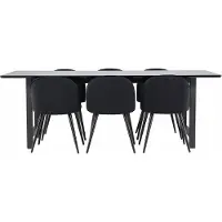 Ebuy24 Oslo ensemble pour salle à manger table de salle à manger 100x220cm noir et 6 Skagen chaise velours noir.