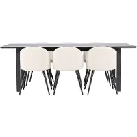 Ebuy24 Oslo ensemble pour salle à manger table de salle à manger 100x220cm noir et 6 Skagen chaise velours côtelé beige.