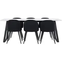 Ebuy24 Malaga ensemble pour salle à manger table de salle à manger 90x200cm blanc et 6 Skagen chaise velours noir.