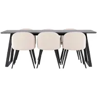Ebuy24 Malaga ensemble pour salle à manger table de salle à manger 90x200cm gris foncé et 6 Skagen chaise velours beige.
