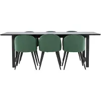 Ebuy24 Oslo ensemble pour salle à manger table de salle à manger 100x220cm noir et 6 Skagen chaise velours vert.