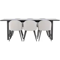 Ebuy24 Ensemble de salle à manger Oslo Table de salle à manger 100x220cm noire et 6 chaises Skagen velours gris.