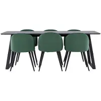 Ebuy24 Malaga ensemble pour salle à manger table de salle à manger 90x200cm gris foncé et 6 Skagen chaise velours vert.
