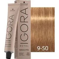 Schwarzkopf Professionnel Igora Royal Absolutes - teinture capillaire permanente au collagène, 60ml 9-50 | Blond doré extra brillant Naturale
