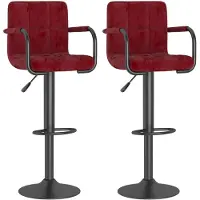 vidaXL Tabouret de bar 2 pcs. Velours rouge vin