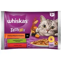 Whiskas Adult sachet 52x85g Collection d'aliments pour chats humides Countryside Flavours en morceaux de sauce avec de l'agneau, du poulet et des carottes, du bœuf et de la volaille