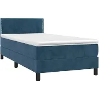 vidaXL Lit boxspring avec matelas bleu foncé 100x200 cm velours