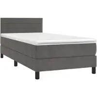 vidaXL Lit boxspring avec matelas gris foncé 90x190 cm velours