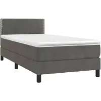 vidaXL Lit boxspring avec matelas gris foncé 100x200 cm velours