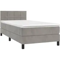vidaXL Lit boxspring avec matelas gris clair 80x200 cm velours