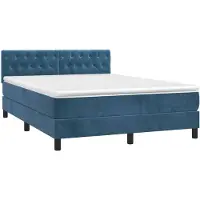 vidaXL Lit boxspring avec matelas & LED bleu foncé 140x190 cm velours