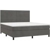 vidaXL Lit boxspring avec matelas gris foncé 180x200 cm velours