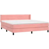 vidaXL Lit boxspring avec matelas rose 180x200 cm velours