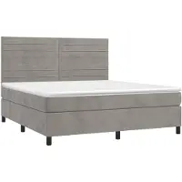 vidaXL Lit boxspring avec matelas gris clair 180x200 cm velours