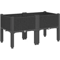 vidaXL Jardinière avec pieds noir 80x40x42 cm PP