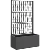 vidaXL Jardinière avec treillis gris foncé 80x36x140 cm PP