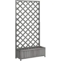 vidaXL Jardinière avec treillis gris bois massif de sapin